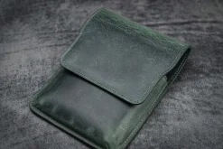 Galen Leather | Estuche Leather Flap Pen Case for Five Pens Crazy Horse Forest Green
