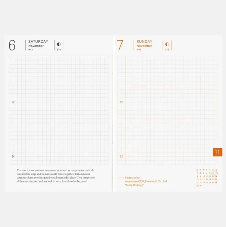 Hobonichi | Agenda Hobonichi Techo A6 Planner (Inglés) 2027