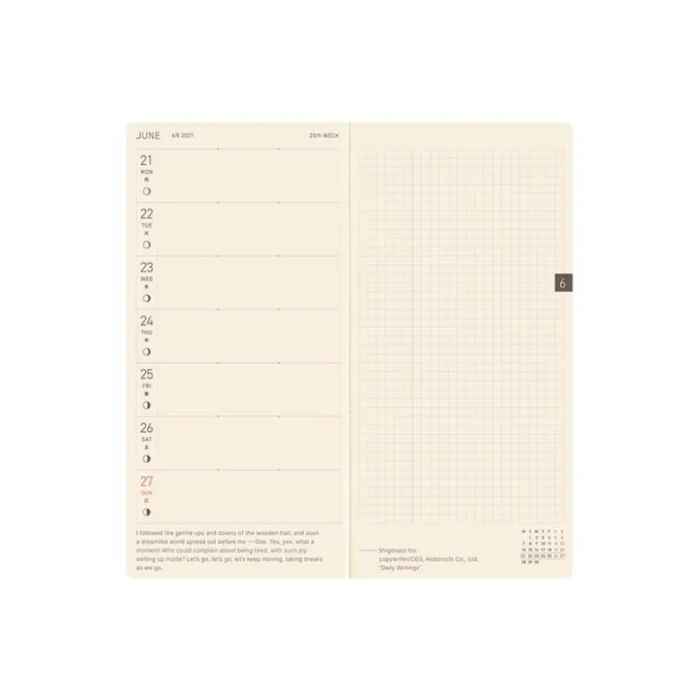 Hobonichi | Agenda Hobonichi Weeks White Line: Ivory 2027