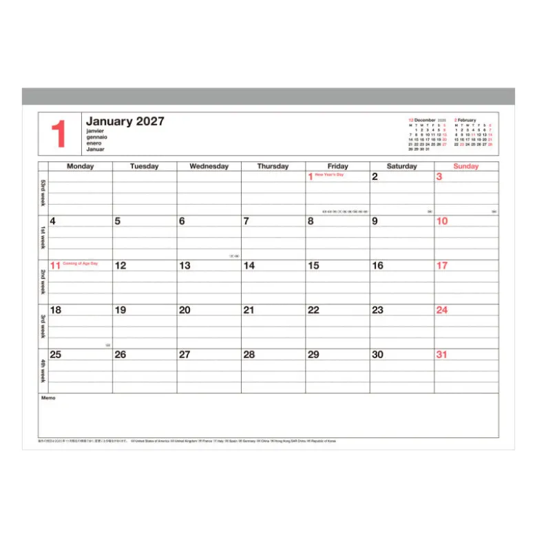 Mark's | Cuaderno Calendario 2027 M Black