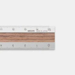 Midori | Regla de Aluminio y Madera 15cm Dark Brown