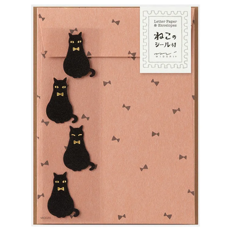 Midori | Set de Cartas Con Pegatinas Black Cat