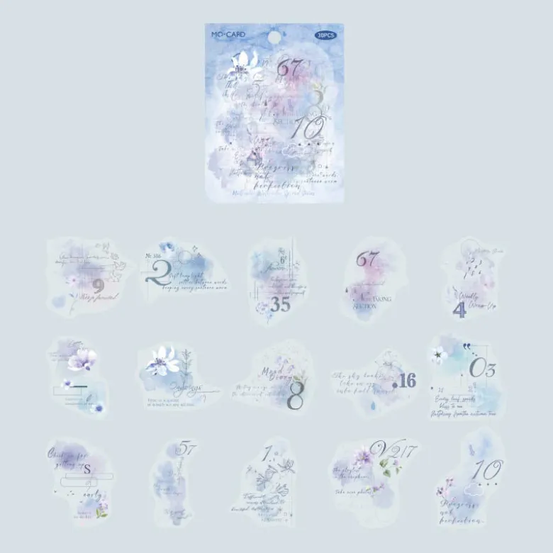 Mo Card | Pegatinas Multi Color Watercolor Shop Seven Day Floating Blue