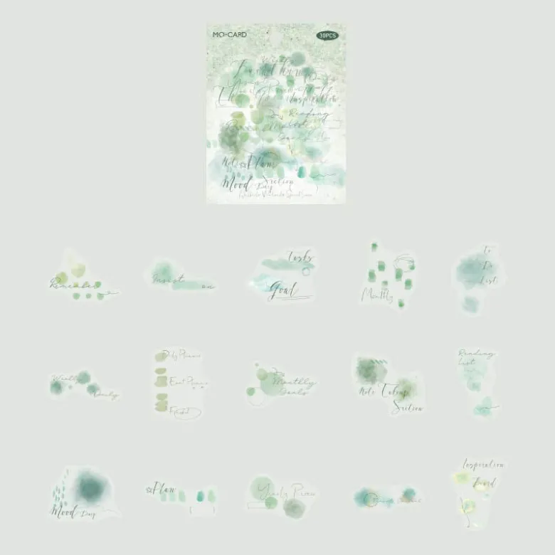 Mo Card | Pegatinas Multi Color Watercolor Shop Breathing Green Tide