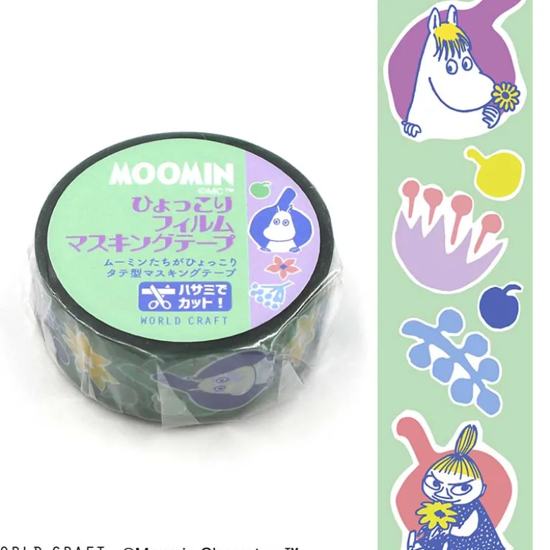 World Craft | Moomin Flower Light Green Clear Tape