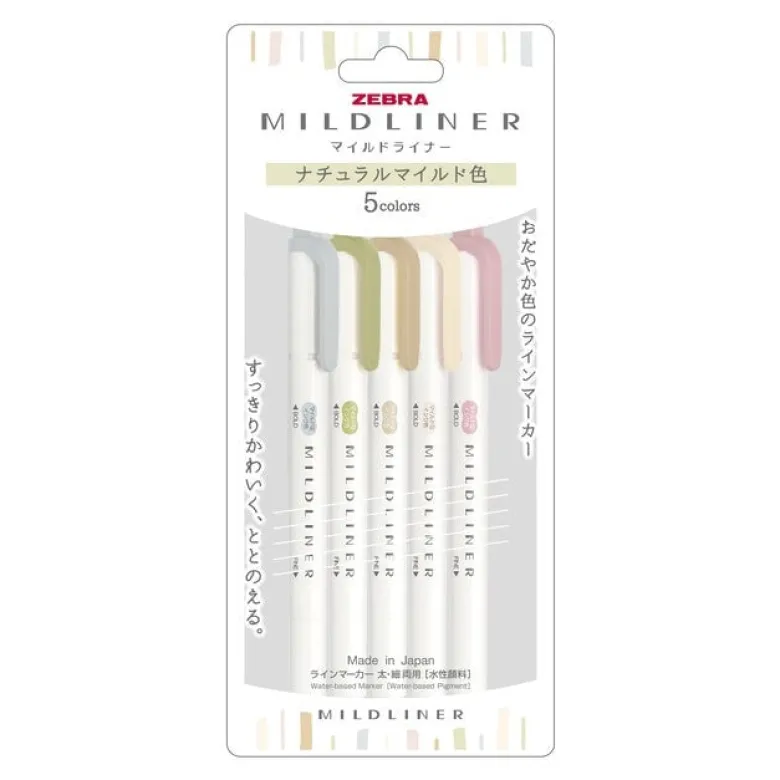 Zebra | Pack de Subrayadores Mildliner Natural (Nuevos Colores)
